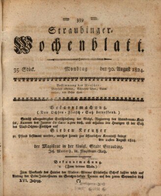 Straubinger Wochenblatt Montag 30. August 1824