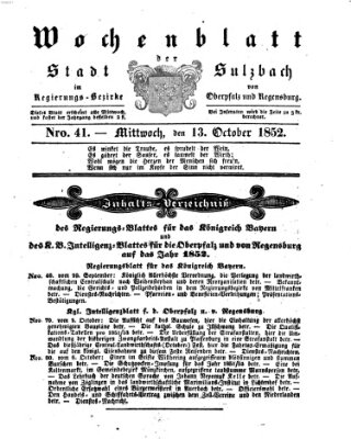 Wochenblatt der Stadt Sulzbach im Regierungs-Bezirke von Oberpfalz und Regensburg des Königreichs Bayern (Sulzbacher Wochenblatt)