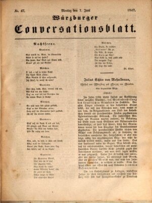 Würzburger Conversationsblatt Montag 7. Juni 1847