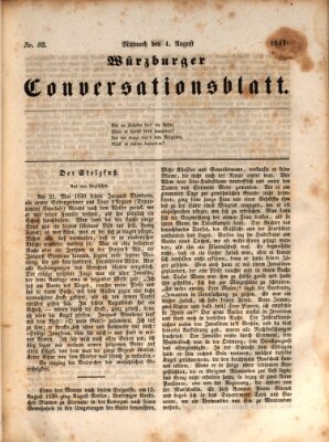 Würzburger Conversationsblatt Mittwoch 4. August 1847