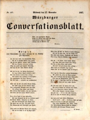 Würzburger Conversationsblatt Mittwoch 17. November 1847