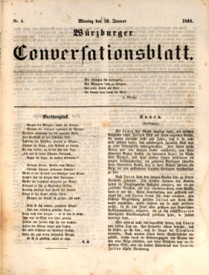 Würzburger Conversationsblatt Montag 10. Januar 1848