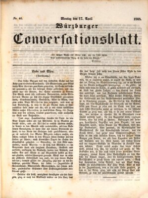 Würzburger Conversationsblatt Montag 17. April 1848