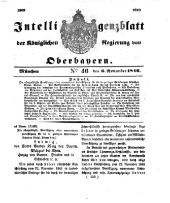 Intelligenzblatt der Königlichen Regierung von Oberbayern (Münchner Intelligenzblatt) Freitag 6. November 1846