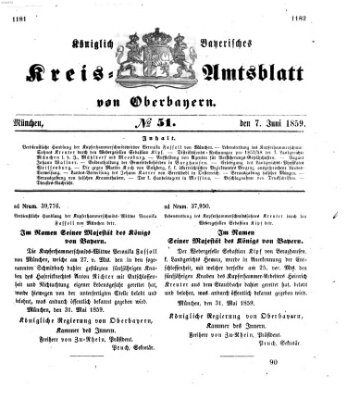 Königlich-bayerisches Kreis-Amtsblatt von Oberbayern (Münchner Intelligenzblatt) Dienstag 7. Juni 1859