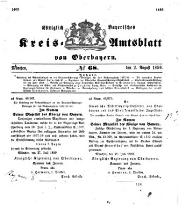 Königlich-bayerisches Kreis-Amtsblatt von Oberbayern (Münchner Intelligenzblatt) Dienstag 2. August 1859