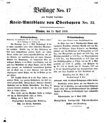 Königlich-bayerisches Kreis-Amtsblatt von Oberbayern (Münchner Intelligenzblatt) Freitag 15. April 1859