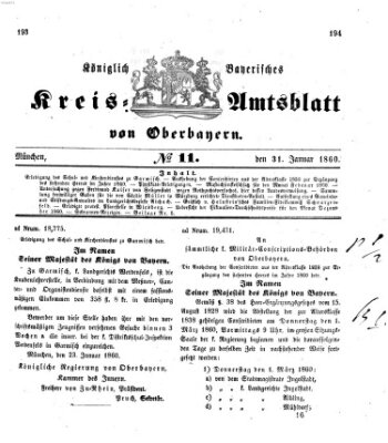 Königlich-bayerisches Kreis-Amtsblatt von Oberbayern (Münchner Intelligenzblatt) Dienstag 31. Januar 1860