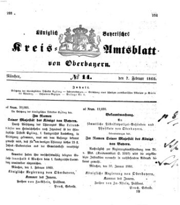Königlich-bayerisches Kreis-Amtsblatt von Oberbayern (Münchner Intelligenzblatt) Dienstag 7. Februar 1860