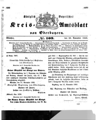 Königlich-bayerisches Kreis-Amtsblatt von Oberbayern (Münchner Intelligenzblatt) Freitag 30. November 1860