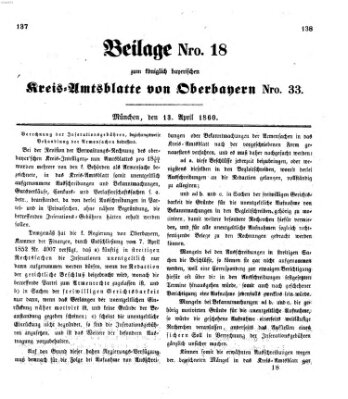 Königlich-bayerisches Kreis-Amtsblatt von Oberbayern (Münchner Intelligenzblatt) Freitag 13. April 1860