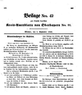 Königlich-bayerisches Kreis-Amtsblatt von Oberbayern (Münchner Intelligenzblatt) Mittwoch 5. September 1860