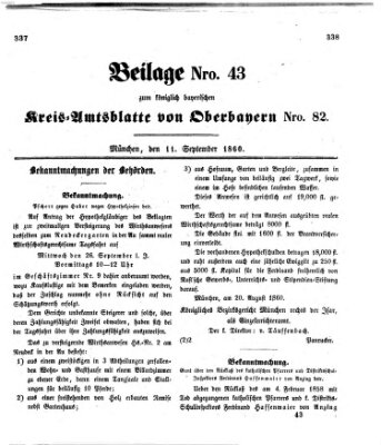 Königlich-bayerisches Kreis-Amtsblatt von Oberbayern (Münchner Intelligenzblatt) Dienstag 11. September 1860