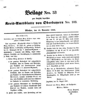 Königlich-bayerisches Kreis-Amtsblatt von Oberbayern (Münchner Intelligenzblatt) Dienstag 13. November 1860