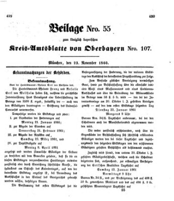 Königlich-bayerisches Kreis-Amtsblatt von Oberbayern (Münchner Intelligenzblatt) Freitag 23. November 1860