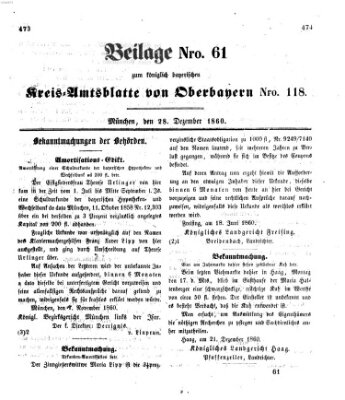 Königlich-bayerisches Kreis-Amtsblatt von Oberbayern (Münchner Intelligenzblatt) Freitag 28. Dezember 1860