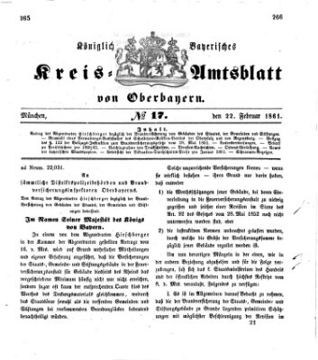 Königlich-bayerisches Kreis-Amtsblatt von Oberbayern (Münchner Intelligenzblatt) Freitag 22. Februar 1861