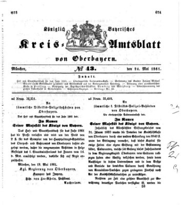 Königlich-bayerisches Kreis-Amtsblatt von Oberbayern (Münchner Intelligenzblatt) Freitag 24. Mai 1861