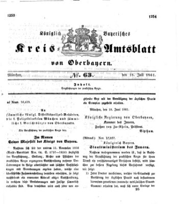 Königlich-bayerisches Kreis-Amtsblatt von Oberbayern (Münchner Intelligenzblatt) Donnerstag 18. Juli 1861