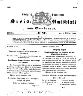 Königlich-bayerisches Kreis-Amtsblatt von Oberbayern (Münchner Intelligenzblatt) Dienstag 8. Oktober 1861