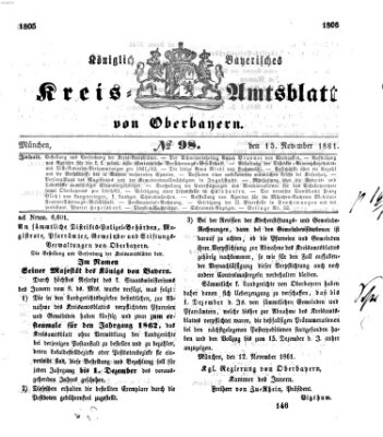 Königlich-bayerisches Kreis-Amtsblatt von Oberbayern (Münchner Intelligenzblatt) Freitag 15. November 1861