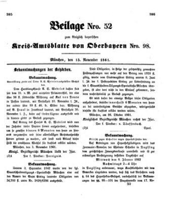 Königlich-bayerisches Kreis-Amtsblatt von Oberbayern (Münchner Intelligenzblatt) Freitag 15. November 1861