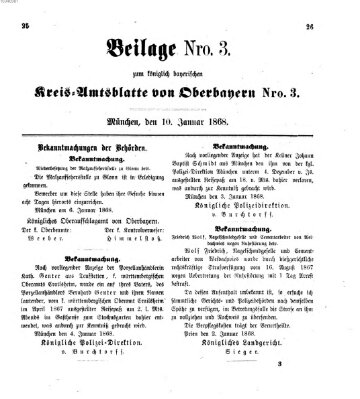 Königlich-bayerisches Kreis-Amtsblatt von Oberbayern (Münchner Intelligenzblatt) Freitag 10. Januar 1868