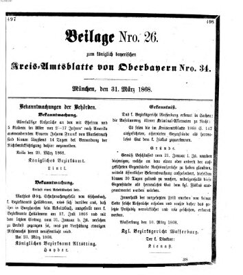 Königlich-bayerisches Kreis-Amtsblatt von Oberbayern (Münchner Intelligenzblatt) Dienstag 31. März 1868