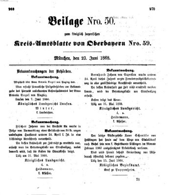Königlich-bayerisches Kreis-Amtsblatt von Oberbayern (Münchner Intelligenzblatt) Dienstag 23. Juni 1868
