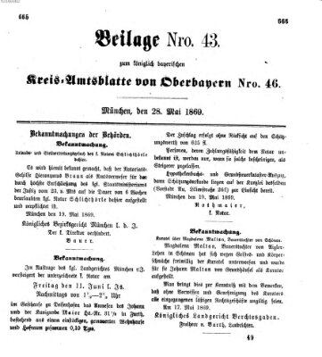 Königlich-bayerisches Kreis-Amtsblatt von Oberbayern (Münchner Intelligenzblatt) Freitag 28. Mai 1869