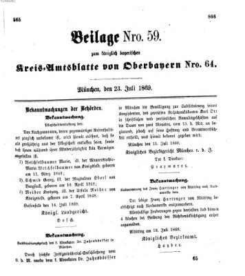 Königlich-bayerisches Kreis-Amtsblatt von Oberbayern (Münchner Intelligenzblatt) Freitag 23. Juli 1869