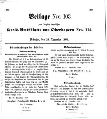 Königlich-bayerisches Kreis-Amtsblatt von Oberbayern (Münchner Intelligenzblatt) Dienstag 28. Dezember 1869