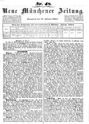 Neue Münchener Zeitung (Süddeutsche Presse) Samstag 25. Februar 1854