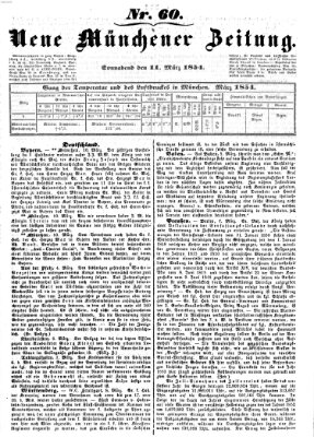 Neue Münchener Zeitung (Süddeutsche Presse) Samstag 11. März 1854