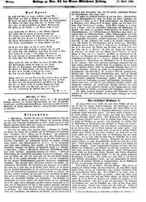 Neue Münchener Zeitung (Süddeutsche Presse) Montag 17. April 1854