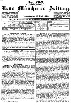 Neue Münchener Zeitung (Süddeutsche Presse) Donnerstag 27. April 1854
