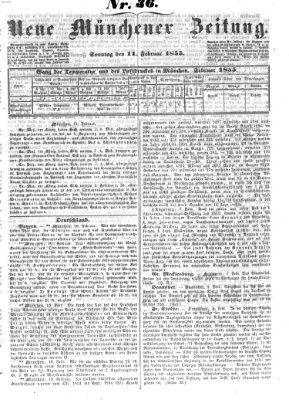 Neue Münchener Zeitung (Süddeutsche Presse) Sonntag 11. Februar 1855