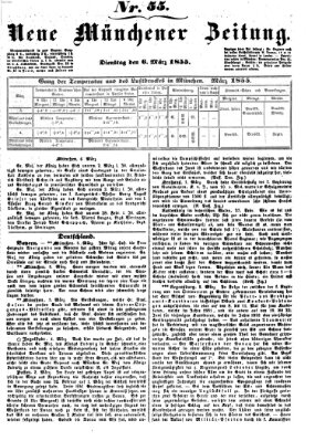 Neue Münchener Zeitung (Süddeutsche Presse) Dienstag 6. März 1855