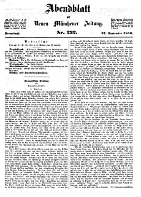 Neue Münchener Zeitung (Süddeutsche Presse) Samstag 27. September 1856