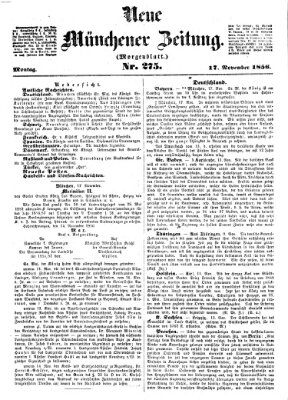 Neue Münchener Zeitung (Süddeutsche Presse) Montag 17. November 1856