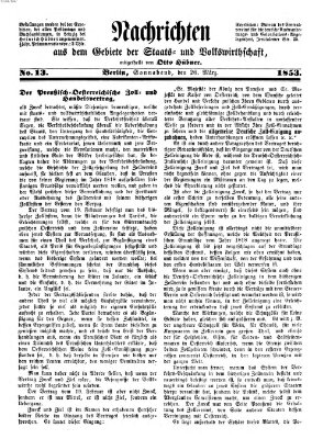 Nachrichten aus dem Gebiete der Staats- und Volkswirthschaft Samstag 26. März 1853