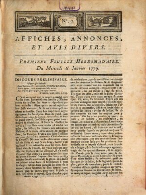Affiches, annonces, et avis divers Mittwoch 6. Januar 1779