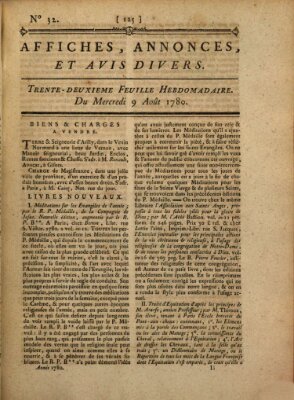 Affiches, annonces, et avis divers Mittwoch 9. August 1780