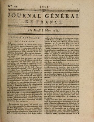 Affiches, annonces et avis divers ou Journal général de France (Affiches, annonces, et avis divers) Dienstag 8. März 1785