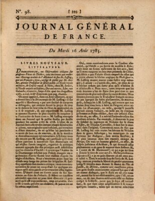 Affiches, annonces et avis divers ou Journal général de France (Affiches, annonces, et avis divers) Dienstag 16. August 1785