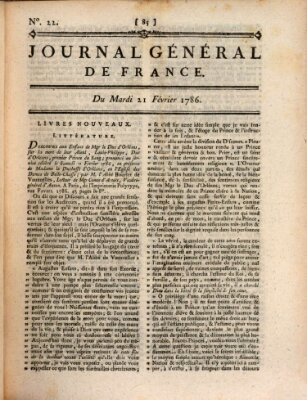 Affiches, annonces et avis divers ou Journal général de France (Affiches, annonces, et avis divers) Dienstag 21. Februar 1786