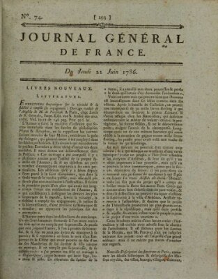Affiches, annonces et avis divers ou Journal général de France (Affiches, annonces, et avis divers) Donnerstag 22. Juni 1786