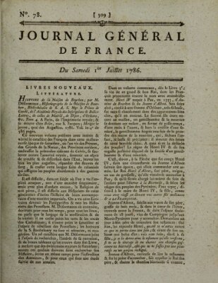Affiches, annonces et avis divers ou Journal général de France (Affiches, annonces, et avis divers) Samstag 1. Juli 1786
