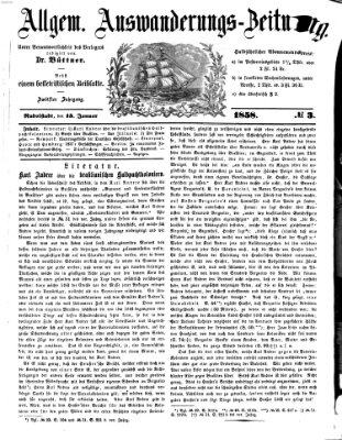 Allgemeine Auswanderungs-Zeitung Freitag 15. Januar 1858