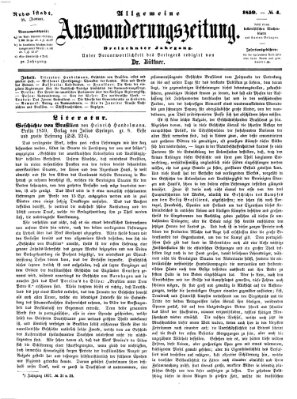 Allgemeine Auswanderungs-Zeitung Freitag 28. Januar 1859